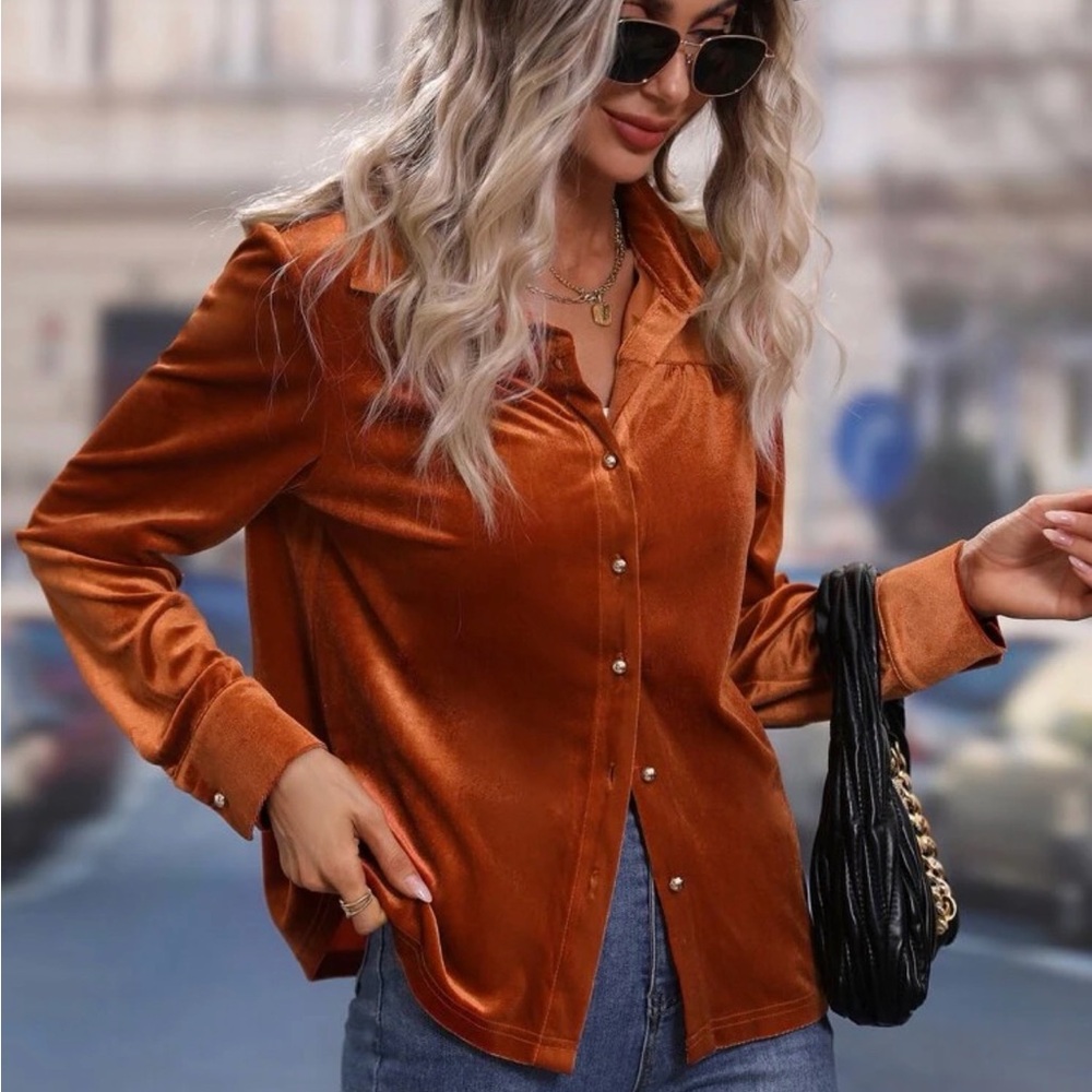 Women's Orange Button-Up Top NWOT